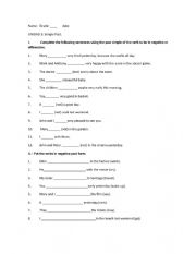 English Worksheet: simple past tenses