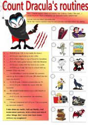 English Worksheet: COUNT DRACULAS ROUTINES