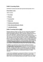 English Worksheet: kolbs learning styles