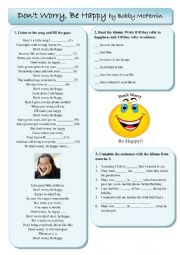 English Worksheet: Dont Worry Be Happy song