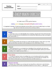 English Worksheet: 5 Daily Brain Exercises