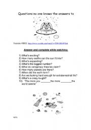 English Worksheet: Listening about the universe