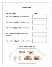 English Worksheet: five senses 