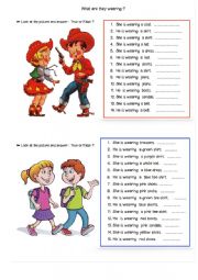 English Worksheet: What are they wearing ? 