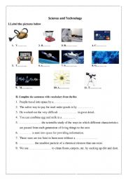 English Worksheet: science and technology