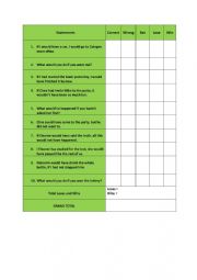 English Worksheet: Betting Game 