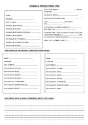 personal information card