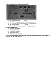 English Worksheet: Locations and computer parts