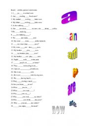 insert (present continuous), articles