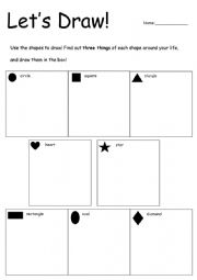 English Worksheet: Lets Draw about Shapes!