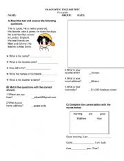 English Worksheet: Diagnostic Test 