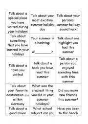 English Worksheet: Stop & Swap Activity after the summer holidays