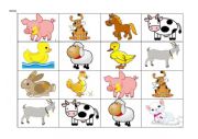 English Worksheet: Farm Animals Bingo
