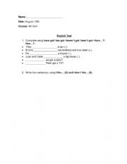 English Worksheet: English exams- primary tests