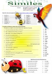 English Worksheet: SIMILES