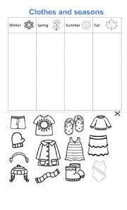 English Worksheet: Seasons and clothes