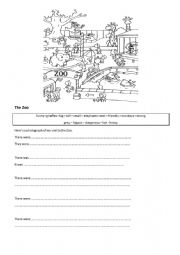 English Worksheet: The Zoo There was /There were