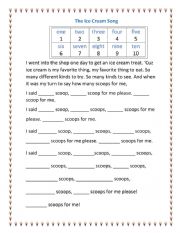 English Worksheet: Ice Cream Shop 1-10