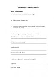 English Worksheet: 13 Reasons Why Movie Worksheet