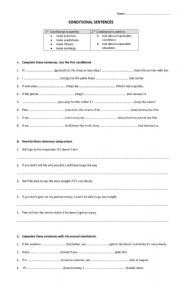 English Worksheet: Conditional Sentences