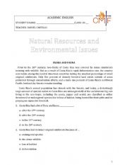 English Worksheet: Natural Resources Exam