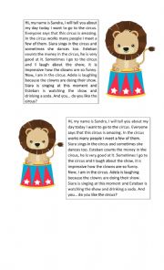 English Worksheet: Story At the circus