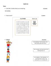 English Worksheet: Clothes activities