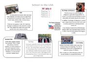 English Worksheet: School in the USA