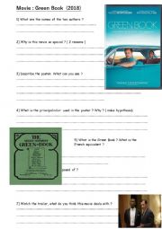 English Worksheet: Green Book Previewing activities 