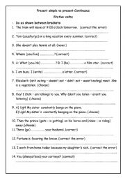 present simple vs present continuous + stative verbs