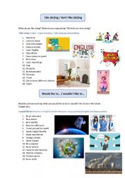 English Worksheet: Like -ing / would like to inf. 