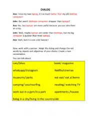 English Worksheet: Dialog using Comparatives 