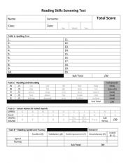 English Worksheet: Reading Skills (Screening) Test