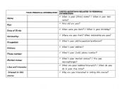 English Worksheet: Personal Information Chart and Questions