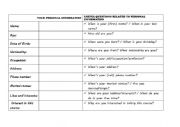 Personal Information Chart and Questions