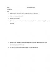English Worksheet: Family Celebration
