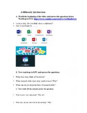 English Worksheet: A Millennial Job Interview video