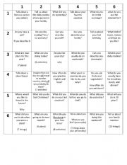 English Worksheet: dice speaking game