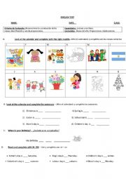 English Worksheet: Months and celebrations