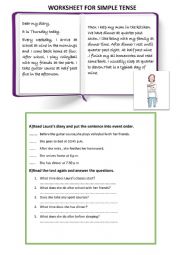 English Worksheet: After school Reading activity