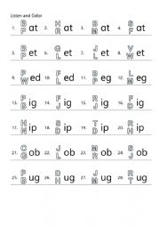 English Worksheet: CVC Initial Sound  Listen and Color