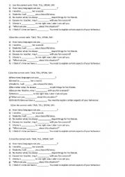 English Worksheet: Verbs say tell speak talk