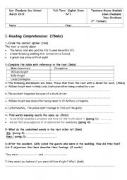 English Worksheet: full term test for first formers