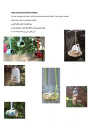 English Worksheet: Bird Feeder Challenge