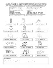 English Worksheet: COUNTABLE AND UNCOUNTABLE NOUNS  :)