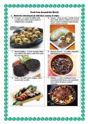 English Worksheet: Food from Around the World