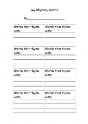 English Worksheet: My Rhyming Words