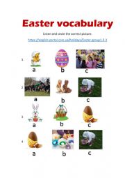 English Worksheet: Easter vocabulary listening