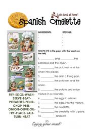 English Worksheet: How to cook a Spanish omelette!!!