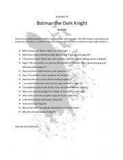 Reading and analysis questions for Batman the Dark Knight